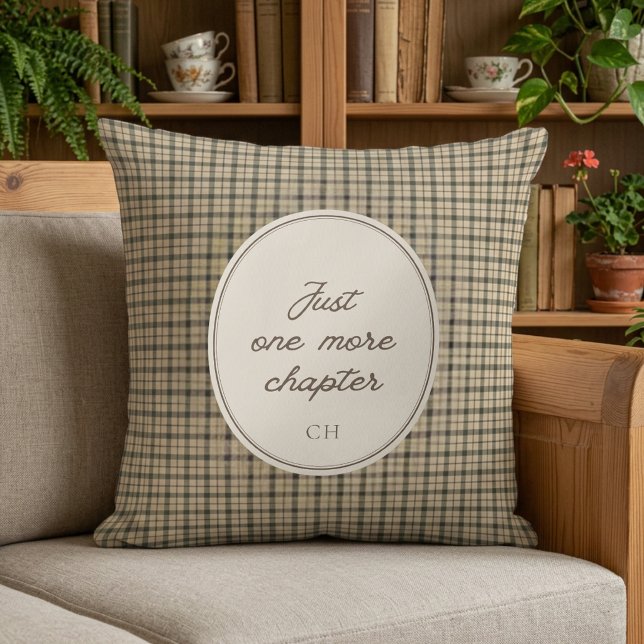 Buchliebhaber-Gingham-Monogramm Kissen (Von Creator hochgeladen)