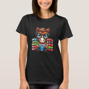 Buchliebhaber liest Pferd T-Shirt