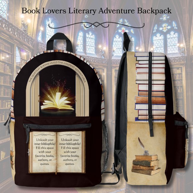 Buchliebhaber Literaturerlebnis-Rucksack Bedruckter Rucksack (Book Lovers Literary Adventure Backpack)