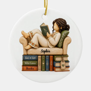 Buchliebhaber Nur ein Mädchen Benutzerdefiniertes Keramik Ornament