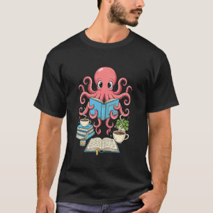 Buchliebhaber-Oktopus liest Bücher und Kaffee Lite T-Shirt