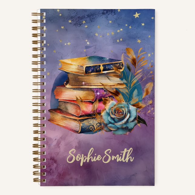 Buchliebhaber Whimsical Stack of Books Journal Notizbuch (Vorderseite)