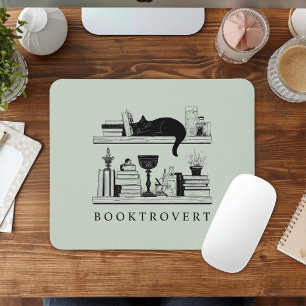 Buchliebhabers schwarze Katzen-Booktrovert Mousepad