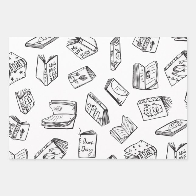Buchmuster Geschenkpapier Set (Vorderseite)