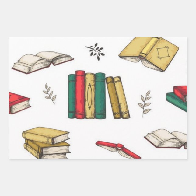 Buchmuster Geschenkpapier Set (Vorderseite)