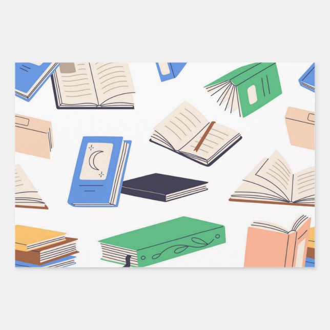Buchmuster Geschenkpapier Set (Vorderseite)