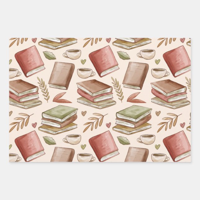 Buchmuster Geschenkpapier Set (Vorderseite)