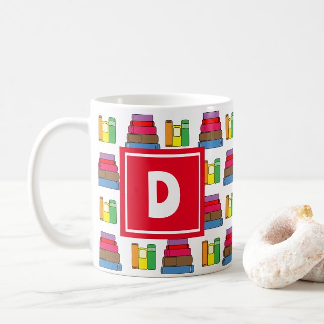 Buchmuster-Monogramm Kaffeetasse (Mit Donut)