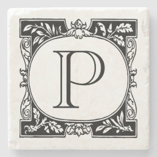 Buchplakette Monogramm Steinuntersetzer