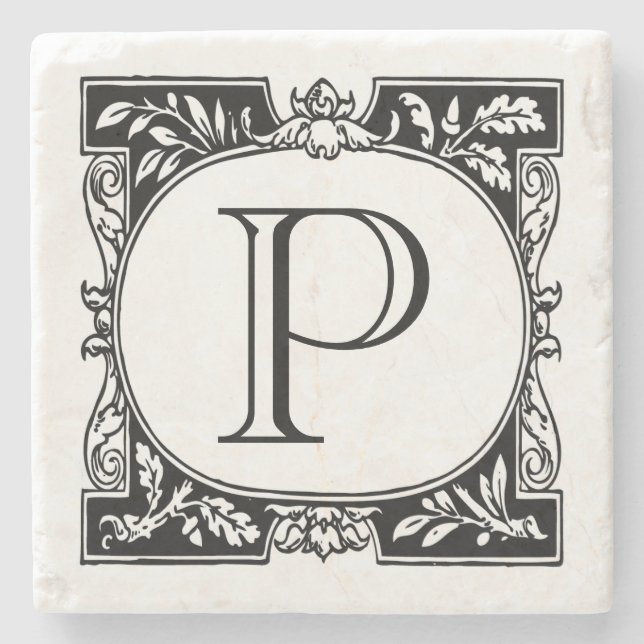 Buchplakette Monogramm Steinuntersetzer (Vorderseite)