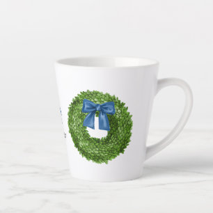 Buchsbaumkranz mit blauem Schleifkeramik  Milchtasse