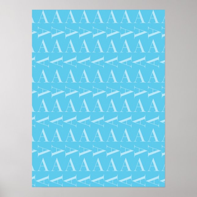Buchstabe A - Anfangsbuchstaben der Aqua Blue Mono Poster (Vorne)