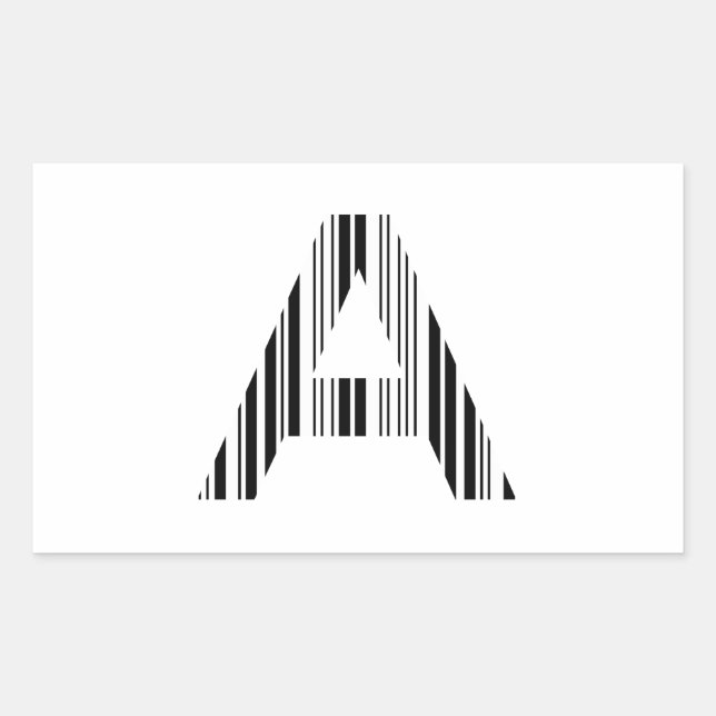 BUCHSTABE A BAR CODE Erster Anfangsbuchstabe-Barco Rechteckiger Aufkleber (Vorderseite)