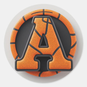 🏀 Buchstabe A Basketball Orange Textur Schule Spo Runder Aufkleber