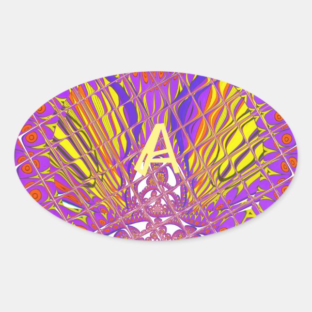 Buchstabe A, farbiges Logo Ovaler Aufkleber (Vorderseite)