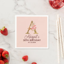 Buchstabe A Gold Monogramm Rosen in Blush Pink
