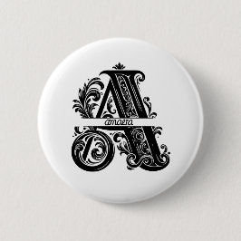 Buchstabe A, Individuelle Name Mit Monogramm Button