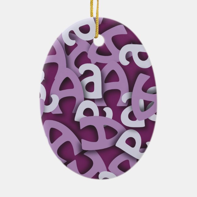 Buchstabe A Lila Keramik Ornament (Hinten)