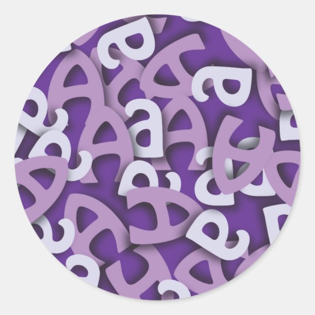 Buchstabe A Lila Runder Aufkleber (Vorderseite)