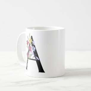 Buchstabe A mit Blumen Kaffeetasse