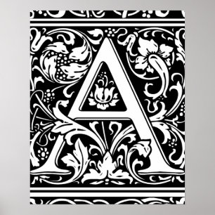 Buchstabe A Mittelalterliches Monogramm Art Nouvea Poster