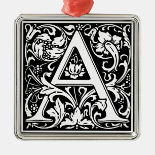 Buchstabe A Mittelalterliches Monogramm-Kunstiniti Silbernes Ornament