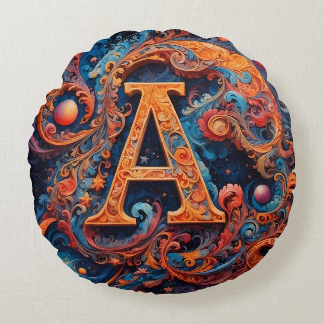 Buchstabe A Rundes Kissen (Vorderseite)