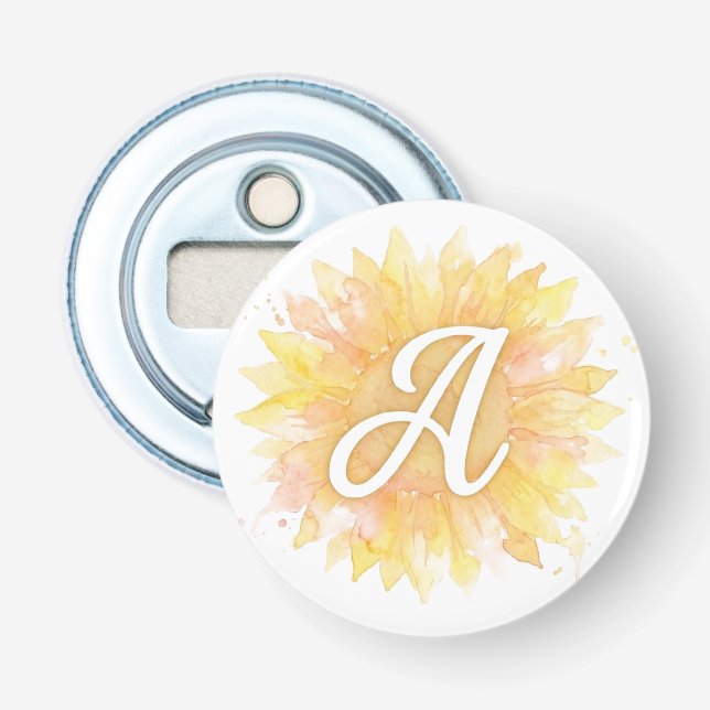 Buchstabe A Sonnenblume Vorname Monogramm Initiale Flaschenöffner (Vorderseite)