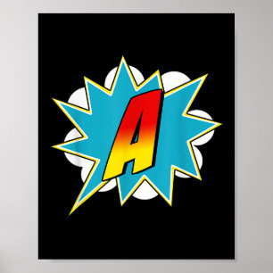Buchstabe A Superhelden Name Comic Buchstabe Retro Poster