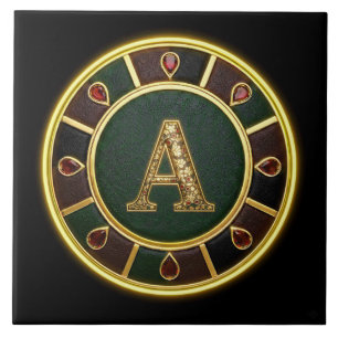 Buchstabe A, verzierter Monogramm-Medaillon Fliese