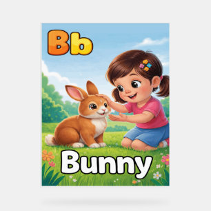 Buchstabe B Alphabetposter – B ist für Bunny – Süß Acrylschild