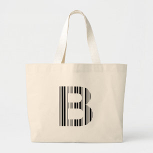 BUCHSTABE B BARCODE Erstes Anfangsbuchstaben-Barco Jumbo Stoffbeutel