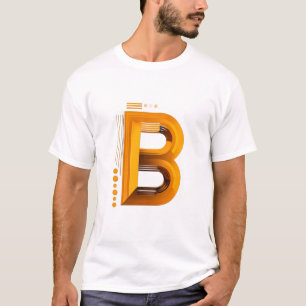 Buchstabe B – Bernstein-3D-Monogramm auf Tiefschwa T-Shirt