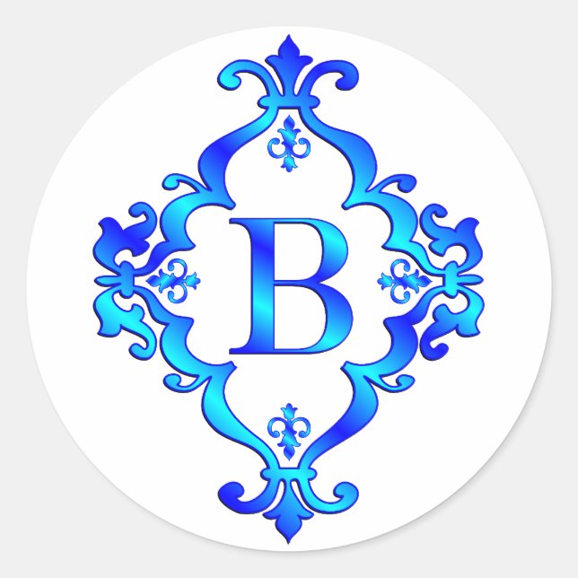 Buchstabe B Blau Runder Aufkleber (Vorderseite)