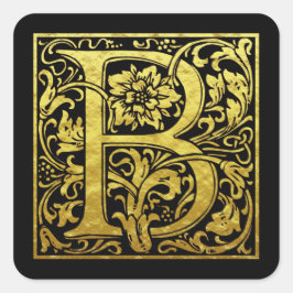 Buchstabe B Erste Imitat Gold Black Quadratischer Aufkleber