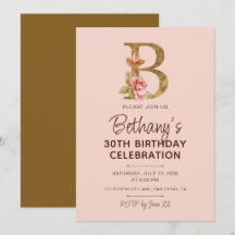 Buchstabe B Gold Monogramm Rosé Rosen