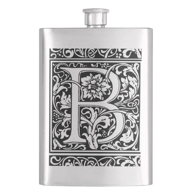 Buchstabe B Mittelalterliche Monogramm Jugendstil Flachmann (Vorderseite)