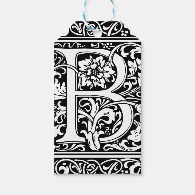 Buchstabe B Mittelalterliche Monogramm Jugendstil Geschenkanhänger (Vorderseite)