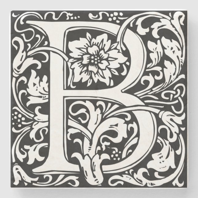 Buchstabe B Mittelalterliche Monogramm Jugendstil Steinuntersetzer (Vorderseite)