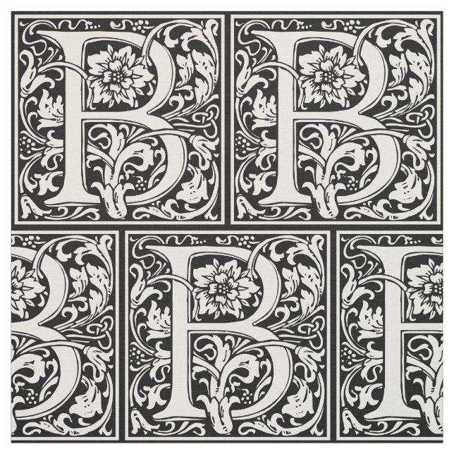 Buchstabe B Mittelalterliche Monogramm Jugendstil Stoff (Muster)
