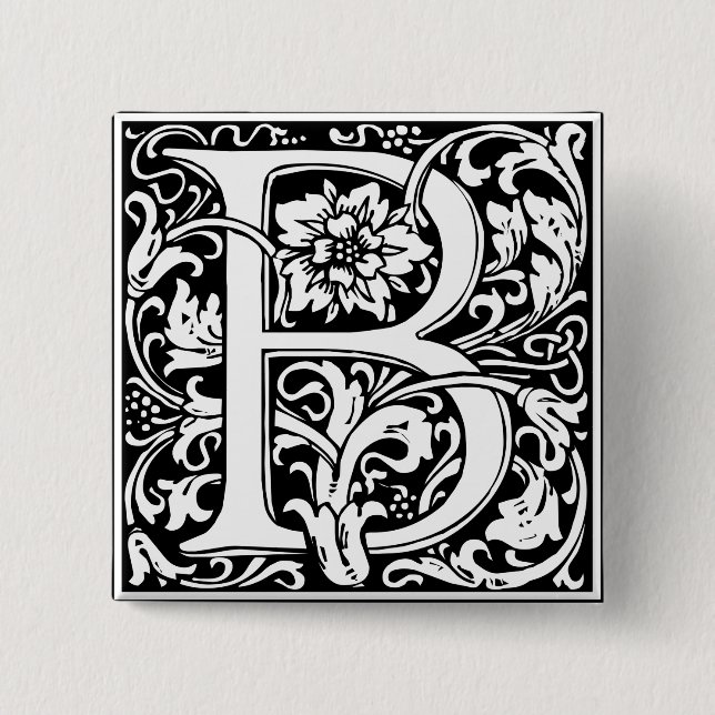 Buchstabe B Mittelalterliche Monogramm-Kunst Art N Button (Vorderseite)