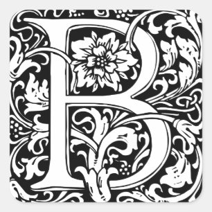 Buchstabe B Mittelalterliche Monogramm-Kunst Art N Quadratischer Aufkleber