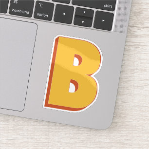 Buchstabe B Monogramm, fette 3D-Schrift Initiale  Aufkleber
