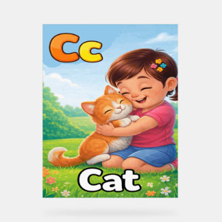 Buchstabe C Alphabetposter – C ist für Katze Süße  Acrylschild