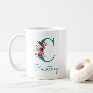 Buchstabe C Aquamarin rosa Kaffeetasse