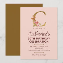 Buchstabe C Gold Monogramm Blush Rosa Rosen