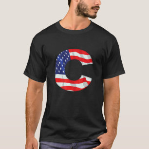 Buchstabe C Großalphabet USA Amerikanische Flagge  T-Shirt
