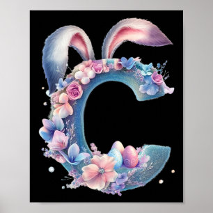 Buchstabe C mit Hasenohren, verziert mit sanften P Poster