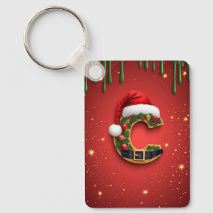 Buchstabe C mit Weihnachtskranz-Dekoration 🎁 Schlüsselanhänger