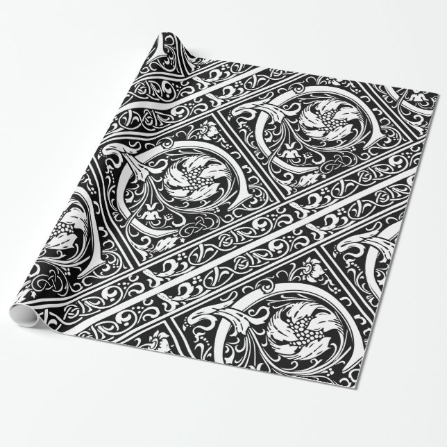 Buchstabe C Mittelalterliche Monogramm Art Nouveau Geschenkpapier (Ungerollt)